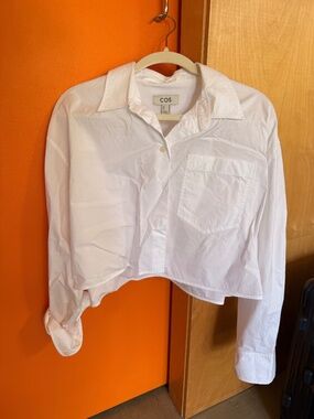 COS White Button Down Crop Top